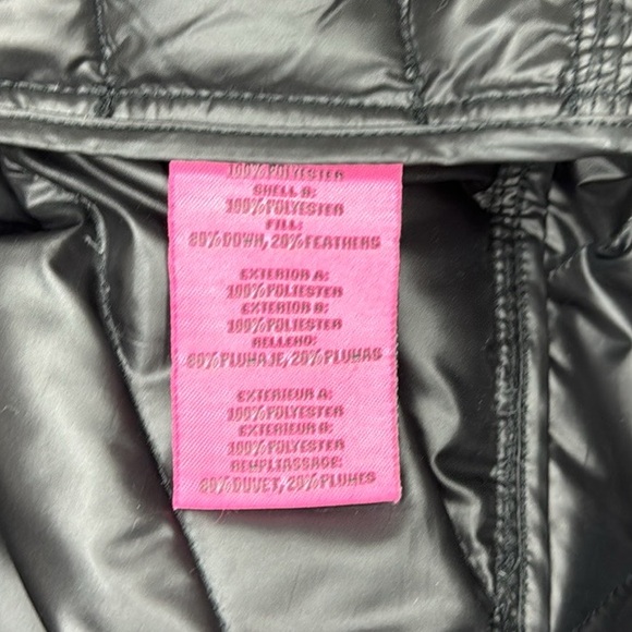 Betsy Johnson matte black puffer jacket with lace trim L - Picture 11 of 13